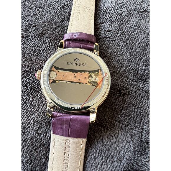 Empress Rania Mechanical Semi-Skeleton Pink Leather-Band Watch main image 4